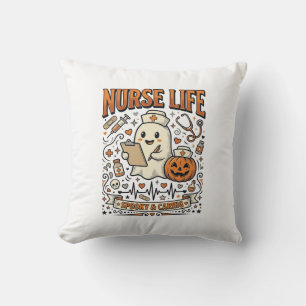 Coussin Chemise vintage citrouille fantôme Halloween Nurse