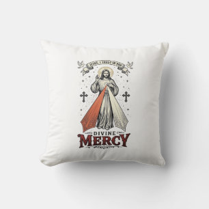 Coussin Chemise vintage Divine Miséricorde Jésus je me con