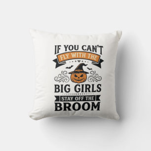 Coussin Chemise vintage drôle balai grande fille Halloween
