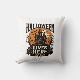 Coussin Chemise Vintage Halloween Maison Hantée Quotidien