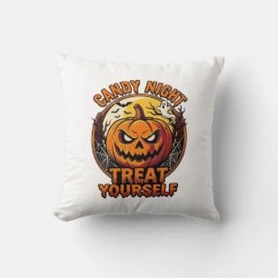 Coussin Chemise Vintage Halloween Pumpkin Treat Yourself _