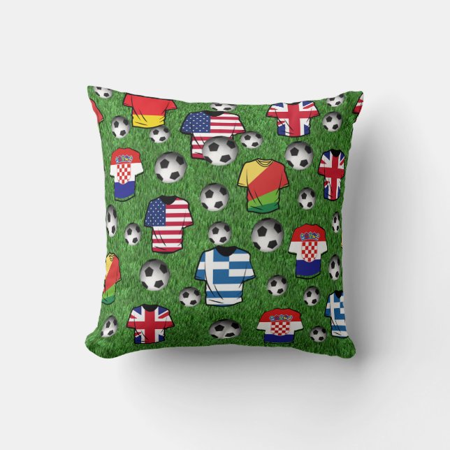 Coussin Chemises de football et balles de football Jeter l (Recto)