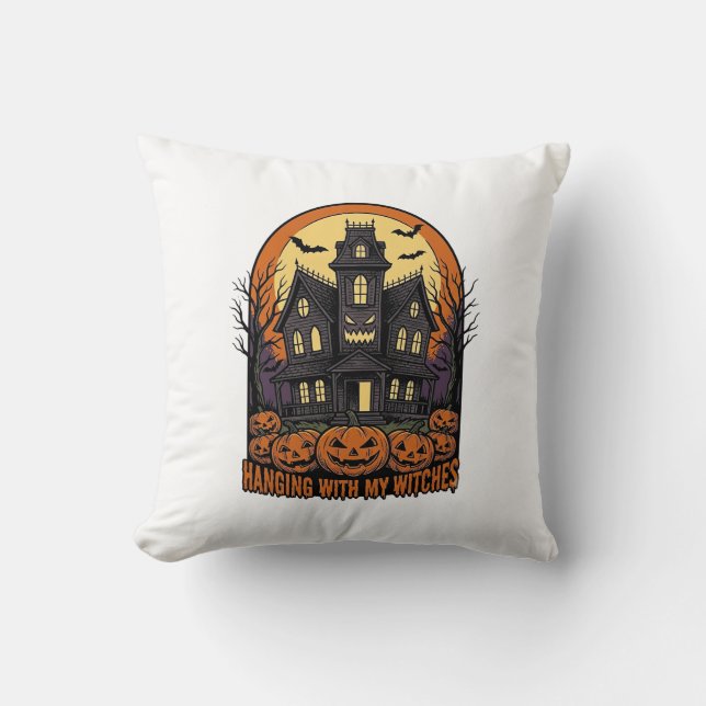 Coussin Chemises de maison hantée Halloween amis sorcières (Recto)