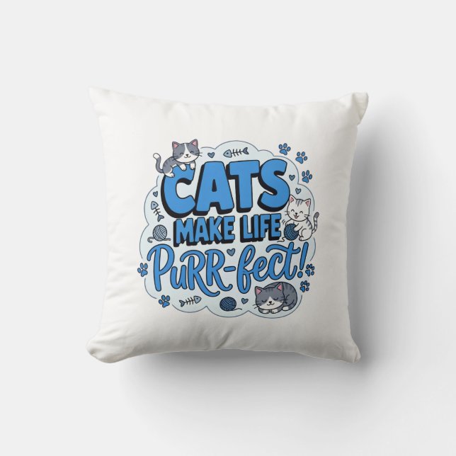 Coussin Chemises drôles de chats font la vie parfaite pour (Recto)