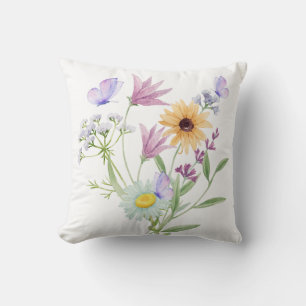 Coussin Chemisier Élégance Florale – Fleurs Pâles Douces
