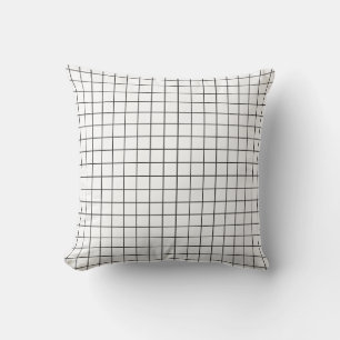 Coussin Chèque simple moderne noir et blanc