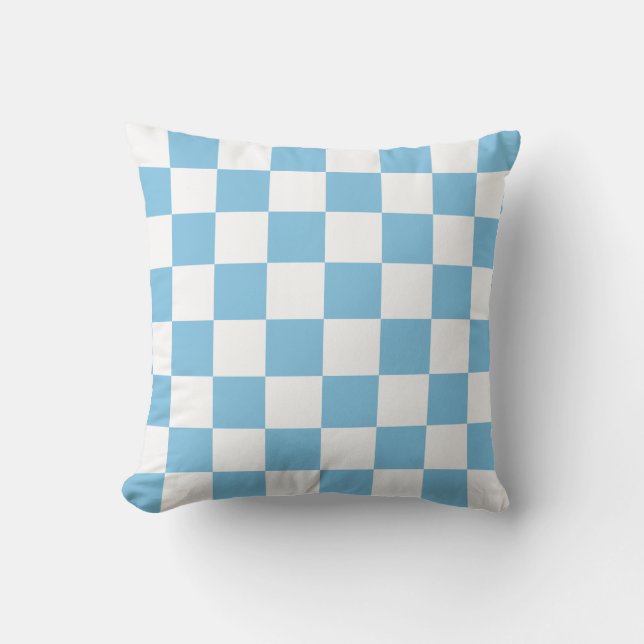 Coussin Chèques bleu clair et blanc (Recto)