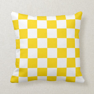 Coussin Chèques jaune or et blanc