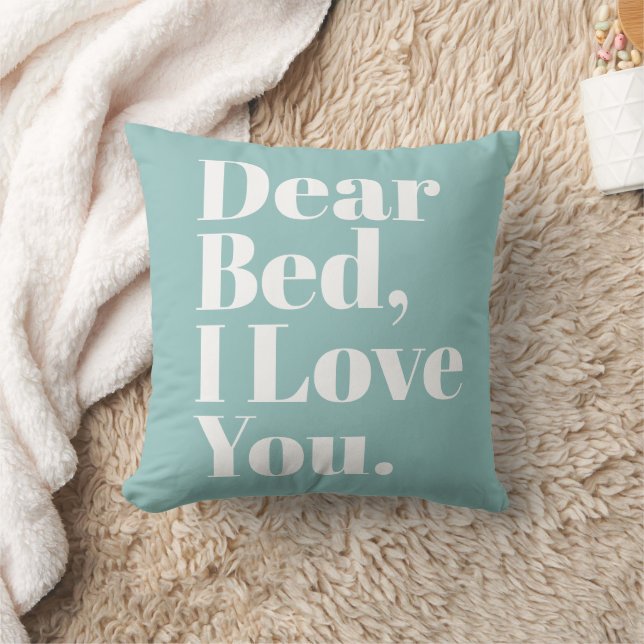 Coussin Cher lit, je t'aime Aqua Turquoise (Couverture)