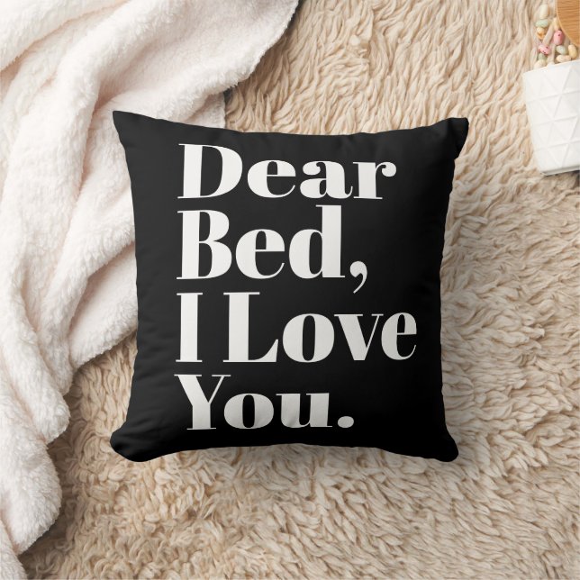 Coussin Cher lit, je t'aime Noir (Couverture)