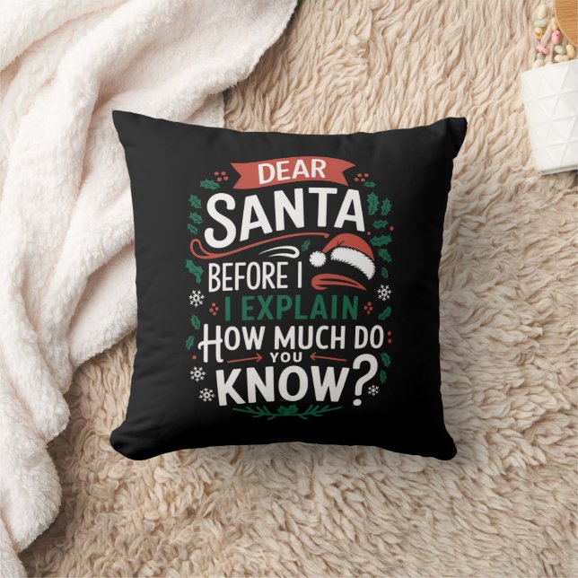 Coussin Cher Père Noël avant que j'explique combien en sav (Couverture)