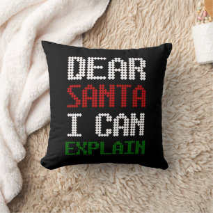 Coussin Cher Père Noël, je peux expliquer une lettre amusa