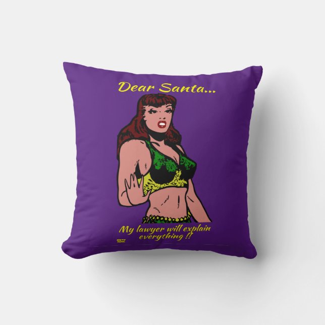Coussin CHER PÈRE NOËL.. MON AVOCAT VA... drôle de noël (Recto)