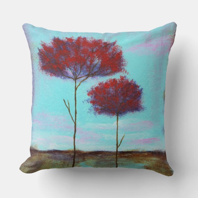 Coussin Chéri, Paysage Abstrait, Arbres rouges (Recto)