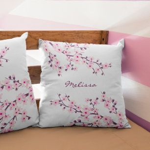 Coussin Cherry Blossom (Sakura) Rose White Ajouter un nom