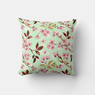 Coussin Cherry Blossoms Mint Arrière - plan Jeu d'oreiller