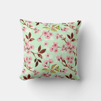 Coussin Cherry Blossoms Mint Arrière - plan Jeu d'oreiller