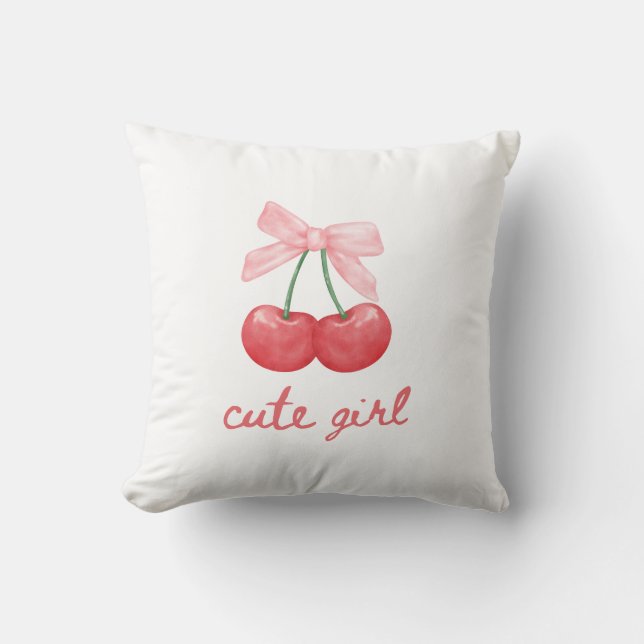 Coussin Cherry Bow Cute Girl Design (Recto)