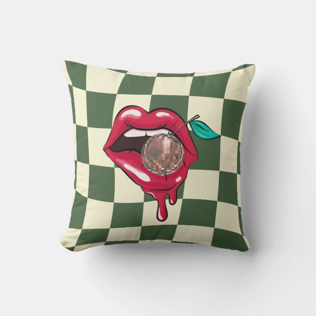 Coussin Cherry Disco Ball Trendy Funky Indie Décor Chambre (Recto)