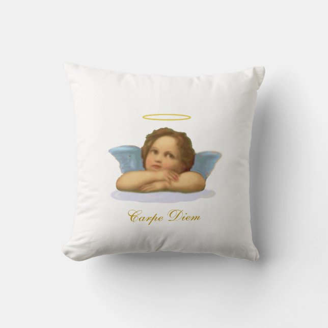 Coussin Chérubin de Raphaël élégant & calligraphie Carpe D (Recto)