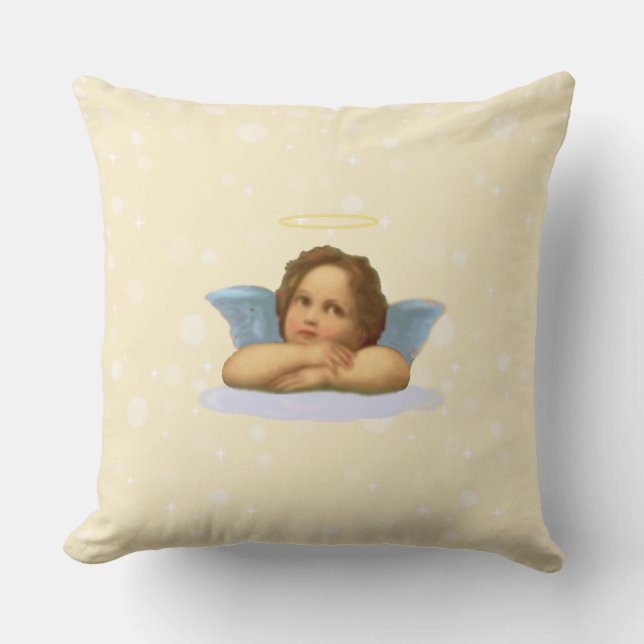 Coussin Chérubin stylé de Raphaël et orbes lumineuses sur  (Recto)