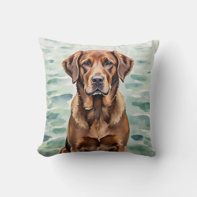 Coussin Chesapeake Bay Retriever Aquarelle Art à Vagues (Recto)