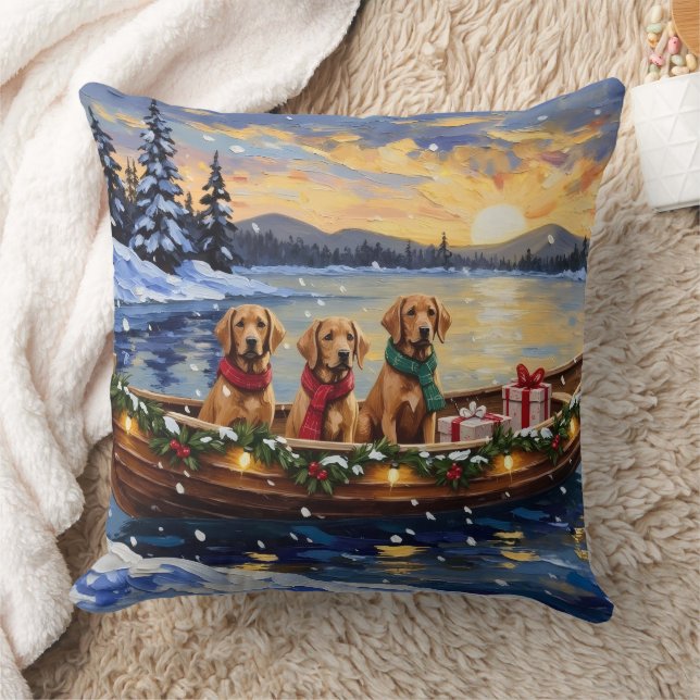 Coussin Chesapeake Bay Retriever Christmas Boat Holiday (Couverture)