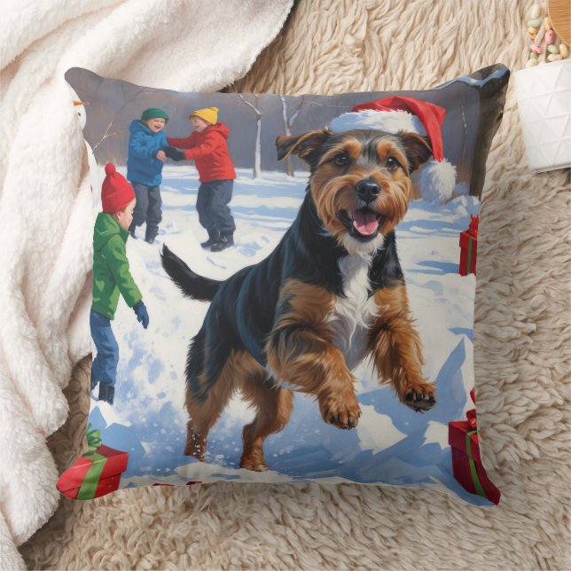 Coussin Chesapeake Bay Retriever Neige avec Chapeau de Noë (Couverture)