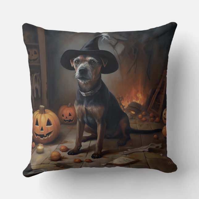 Coussin Chesapeake Bay Terrier Citrouille Halloween effray (Verso)