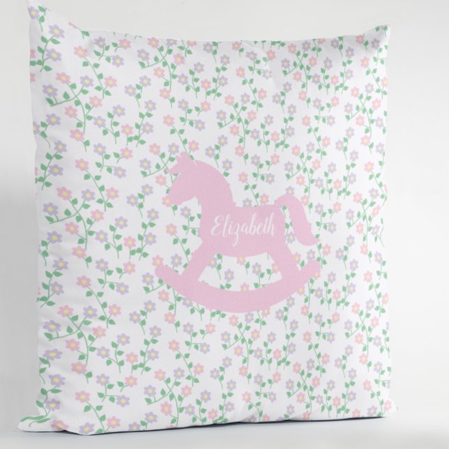 Coussin Cheval à bascule floral rose (Créateur téléchargé)