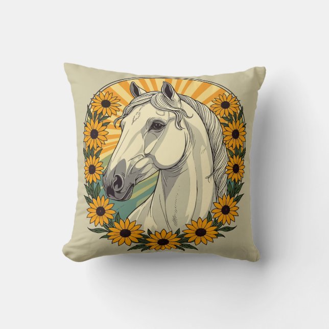 Coussin Cheval À Cheval Et Fleurs Susan À Oeil Noir (Recto)