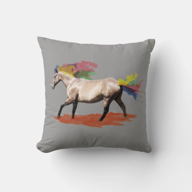 Coussin Cheval à crinière arc-en-ciel d'art fantastique ga (Recto)