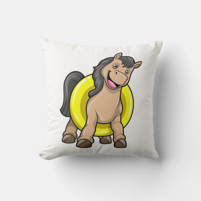Coussin Cheval à la plage avec anneau de natation (Recto)