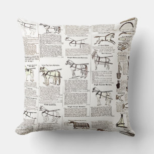 Coussin Cheval Antique Publicité Journal Art