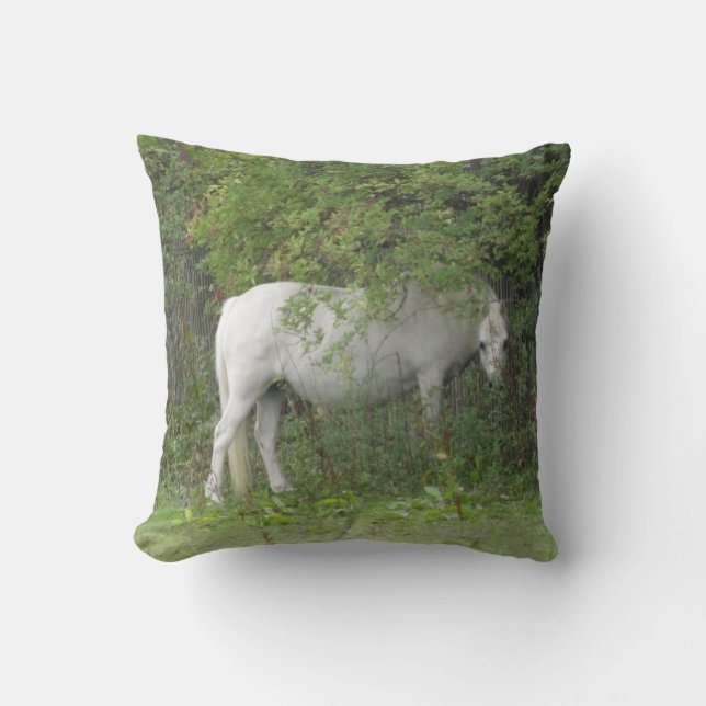 Coussin Cheval blanc timide (Recto)