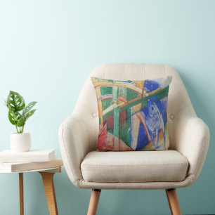 Coussin Cheval bleu avec arc-en-ciel de Franz Marc