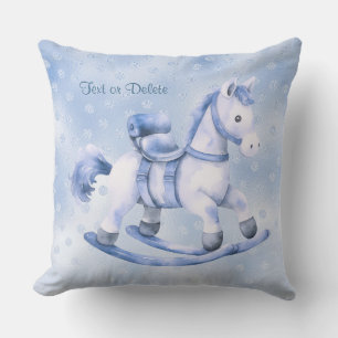 Coussin Cheval bleu Rocking Jeu d'oreiller