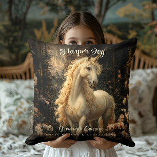 Coussin Cheval boisé Brown vintage et rose Unicorne