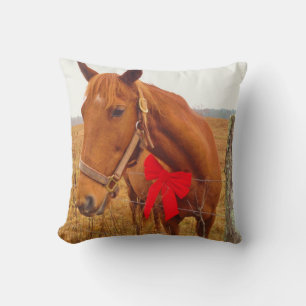 Coussin Cheval Brown, Bow rouge de Noël
