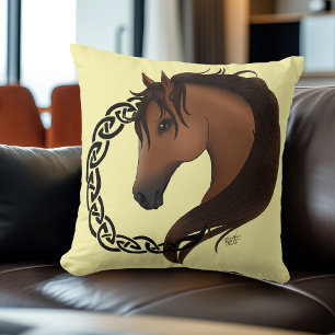 Coussin Cheval Brown celtique Jaune