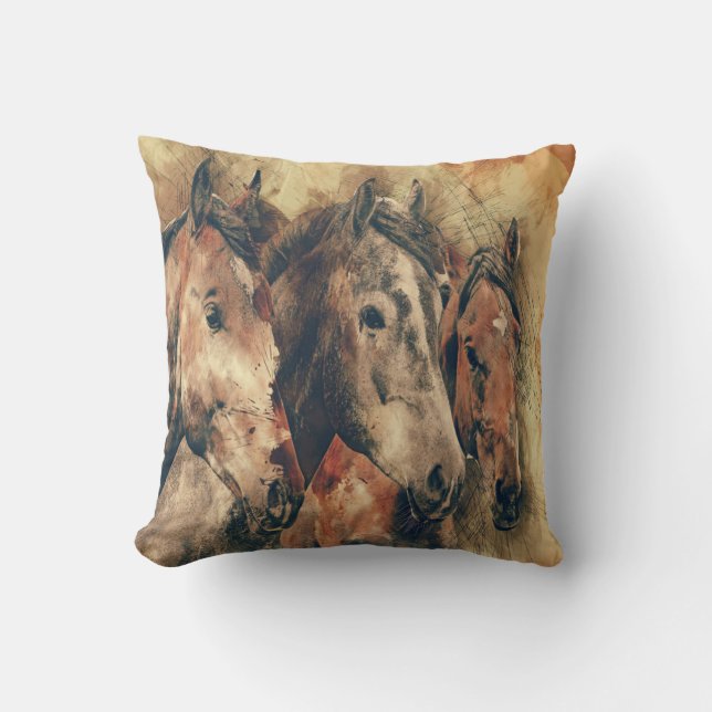 Coussin Cheval Brown de la Terre Jeu d'oreiller (Recto)