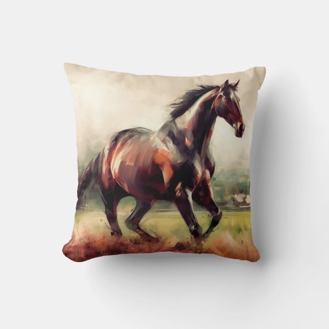 Coussin Cheval Brown de Noël Daté (Recto)