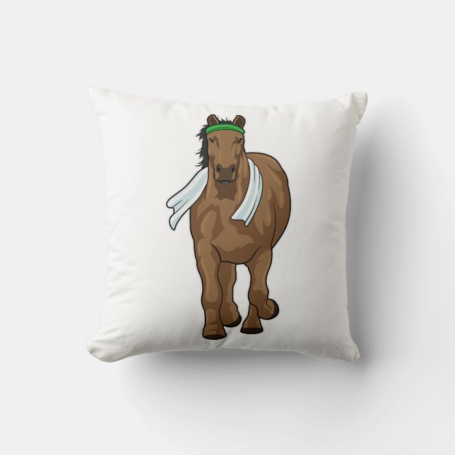 Coussin Cheval comme coureur avec serviette (Recto)