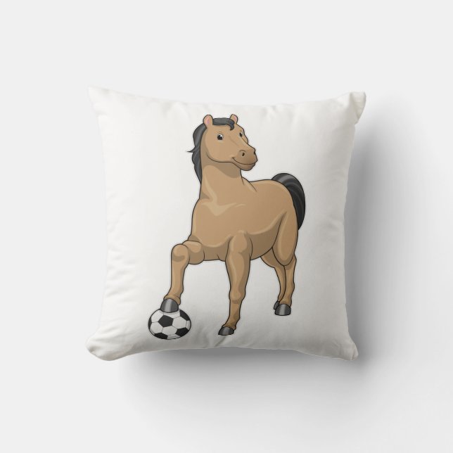 Coussin Cheval comme joueur de football avec Soccer (Recto)