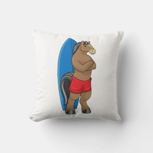 Coussin Cheval comme Surfer avec Surfboard