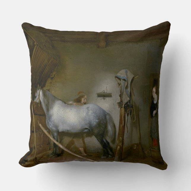 Coussin Cheval dans une écurie, c.1652-54 (huile sur le (Recto)