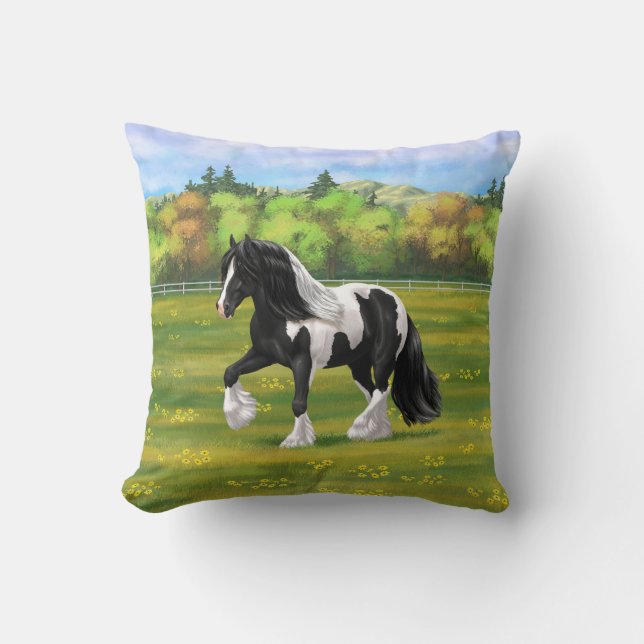 Coussin Cheval d'attelage de la bandelette tzigane noire d (Recto)