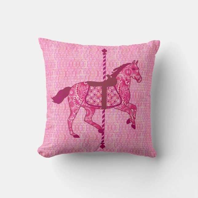 Coussin Cheval de carrousel - Fuchsia rose (Recto)