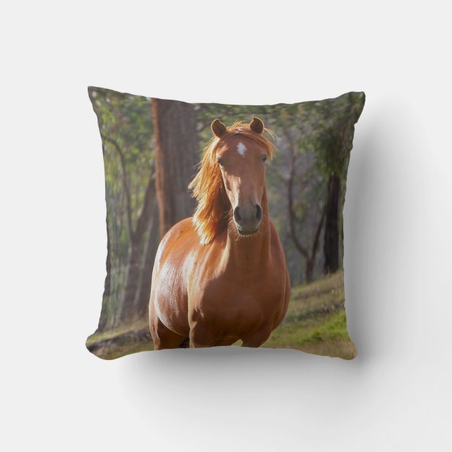 Coussin Cheval de châtaigne Jaillir d'oreiller (Recto)