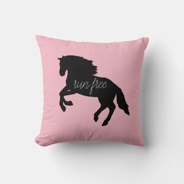 Coussin Cheval de course sauvage et libre Cheval de lancer (Recto)
